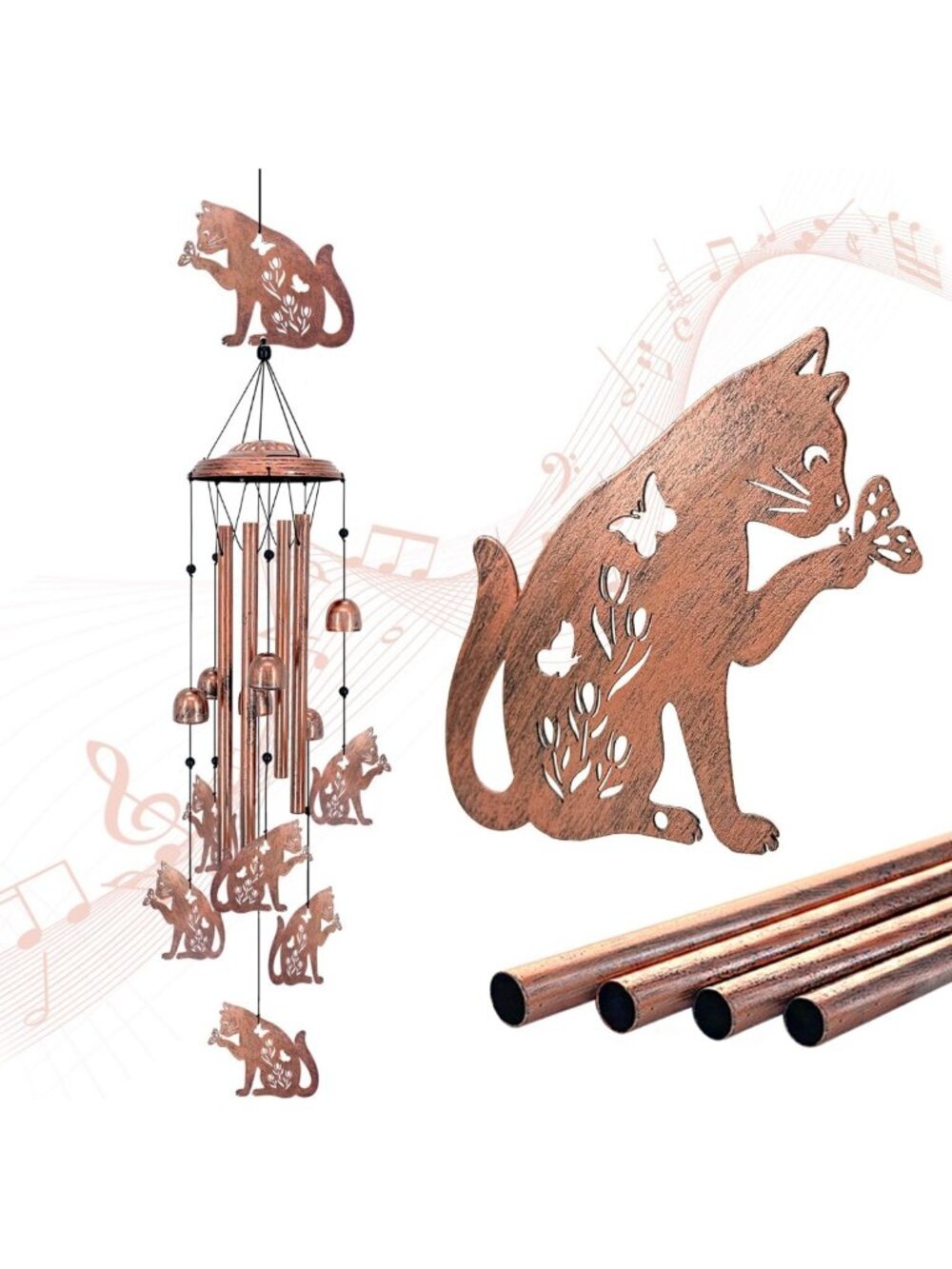 Charming Cat Wind Chimes for Garden Decor, Outdoor/Indoor Sympathy Gifts